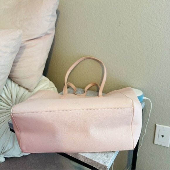 Monique Lhullier Vegan Leather Tote Bag Pink Handbag 14x18 in - Picture 12 of 14